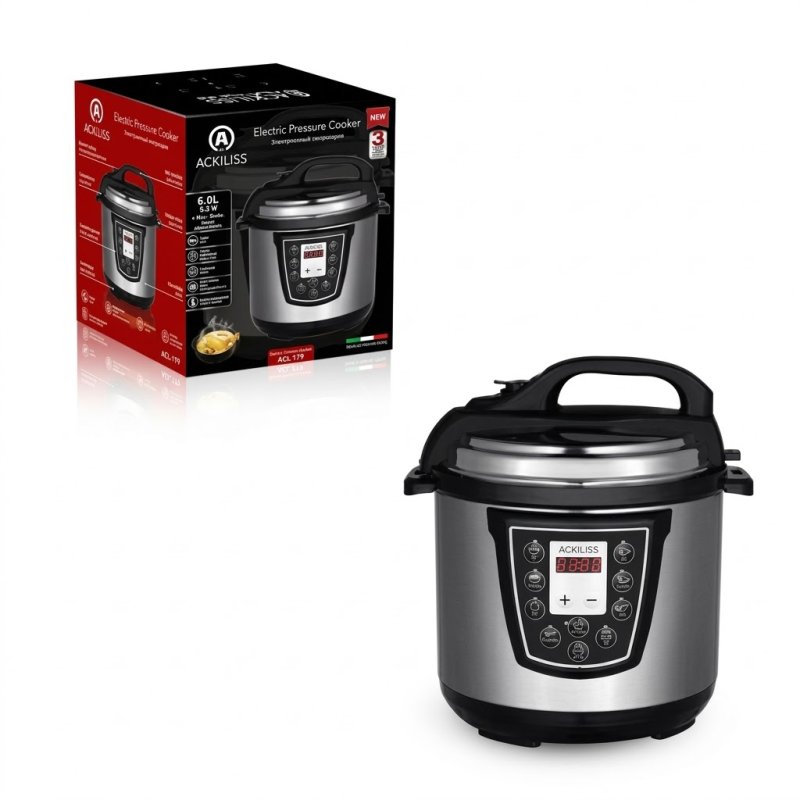 Ackiliss 6L Digitaler Elektro-Schnellkochtopf – 1000W Multikocher aus Edelstahl